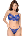 Ensemble 3 Pièces Dentelle Mapalé – Bleu Intense & Élégance Sensuelle