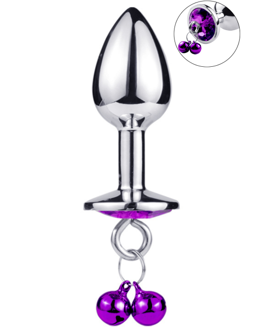 Plug Bijou en Aluminium Violet avec Clochettes – Taille S Plug Bijou en Aluminium Violet avec Clochettes – Taille S