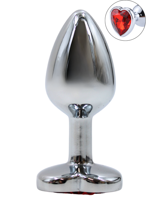 Plug Bijou en Aluminium – Ornement Cœur Rouge Taille S Plug Bijou en Aluminium – Ornement Cœur Rouge Taille S